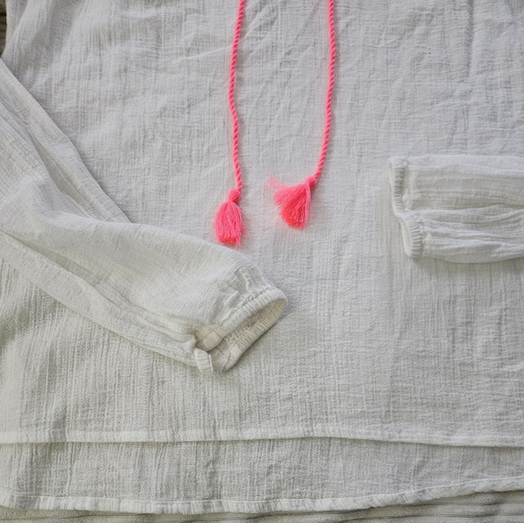 Decree Women's White and Pink Embroidered Top. Size M - Picture 7 of 8